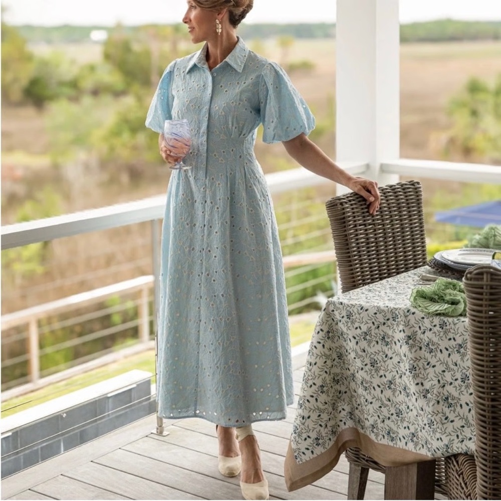 NWT Tuckernuck Light Blue Eyelet Delaney Maxi Dress